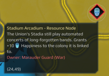 A guarded Resource Node that provides Happiness to the Colony. This node is not providing any resources even though it is annexed because it is still actively being guarded