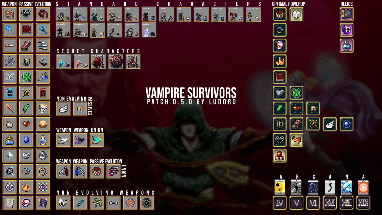 Vampire Survivors All Evolves + Optimal PowerUps